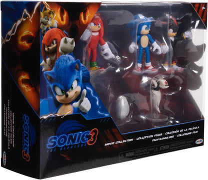 SONIC THE HEDGEHOG - Licence Officielle - Jakks Pacific - Lot Figurines Sonic 3 de 6,35 cm avec Sonic, Shadow, Knuckles - Plus Accessoires Drone et Buzz Bomber - Univers Jeu Vidéo - Jouets Articulés