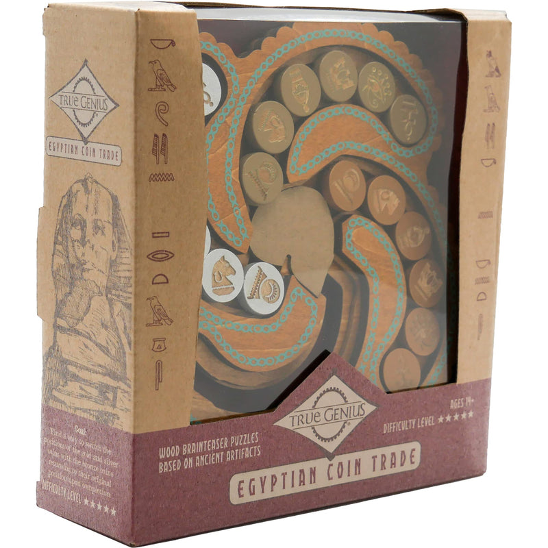 Project Genius Inc. TG436 Egyptian Coin Trade Rome Brain Teaser Puzzle, Brown