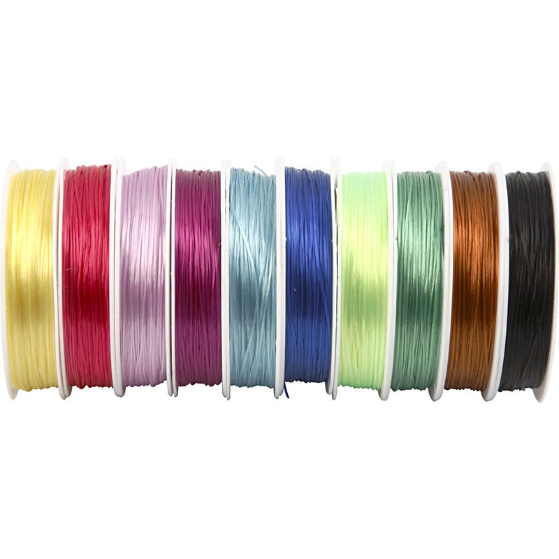 Elastisch kralenkoord, dikte 1 mm, vlak, 10x25 m