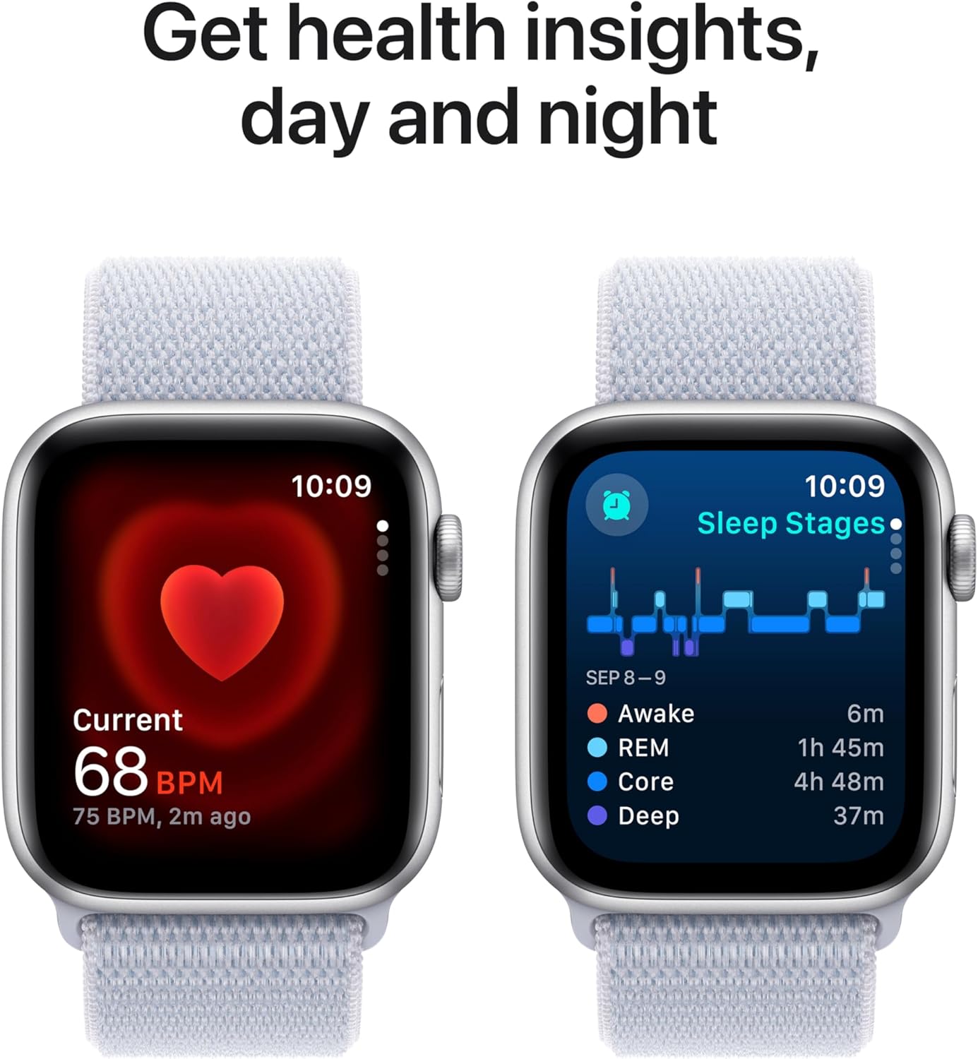 Apple Watch Se (Gps) - 2Nd Generation - 44 Mm - Silver Aluminium - Smart Watch With Sport Loop - Soft Double-Layer Nylon
