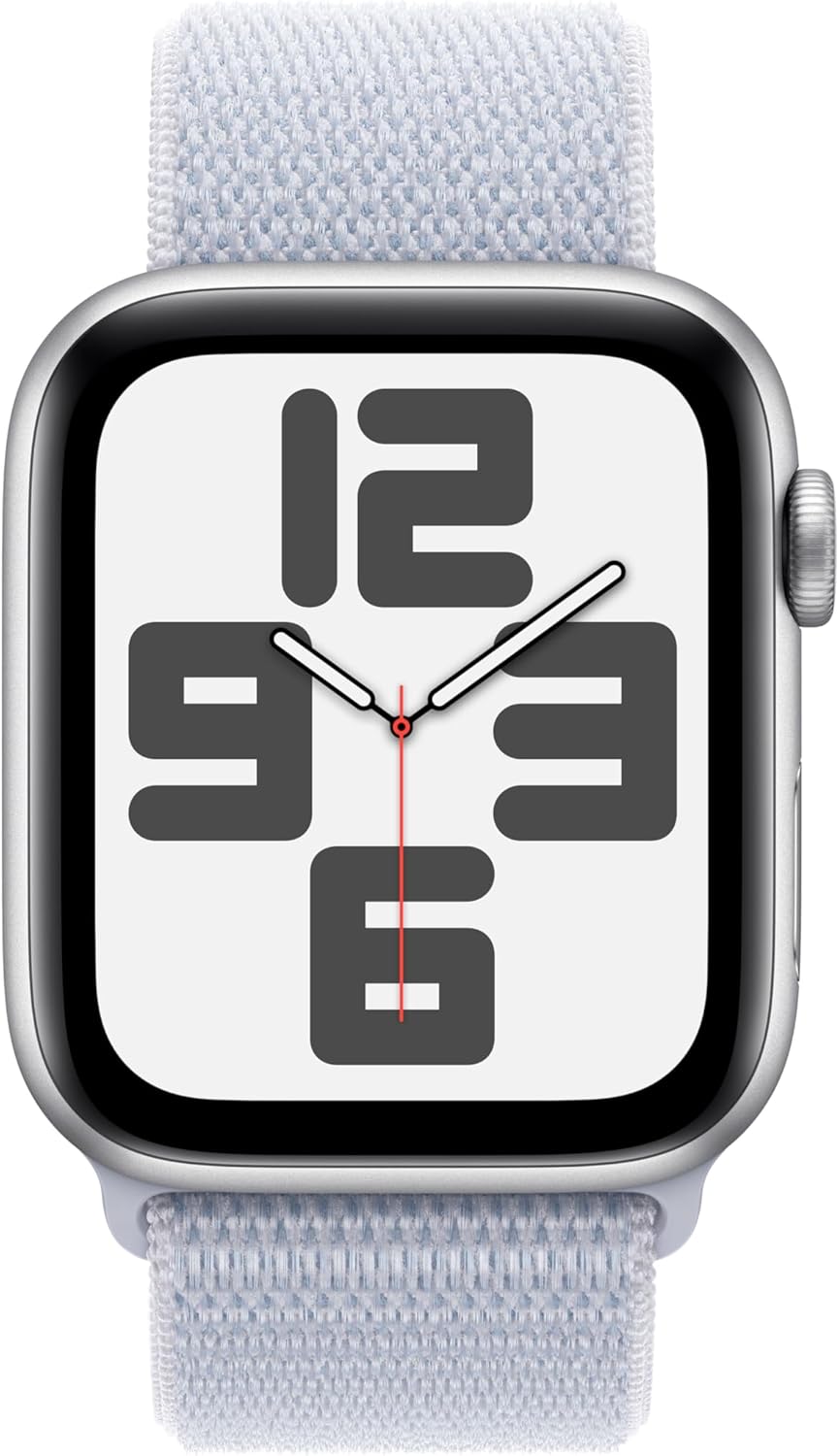Apple Watch Se (Gps) - 2Nd Generation - 44 Mm - Silver Aluminium - Smart Watch With Sport Loop - Soft Double-Layer Nylon