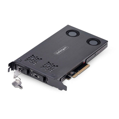 StarTech.com Adattatore SSD M.2 NVMe a PCIe x8; rack mobile a doppio alloggiamento rimovibile; biforcazione necessaria