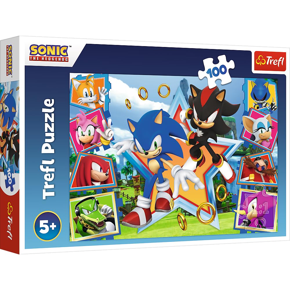 Trefl Sonic The Hedgehog Meet Sonic – 100 Piece Jigsaw Puzzles for Kids – Sonic & Friends Puzzle for Children – For Ages 5+