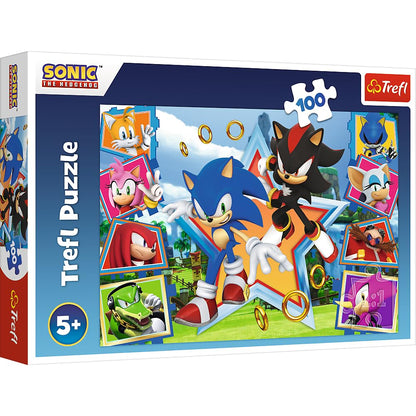 Trefl Sonic The Hedgehog Meet Sonic – 100 Piece Jigsaw Puzzles for Kids – Sonic & Friends Puzzle for Children – For Ages 5+