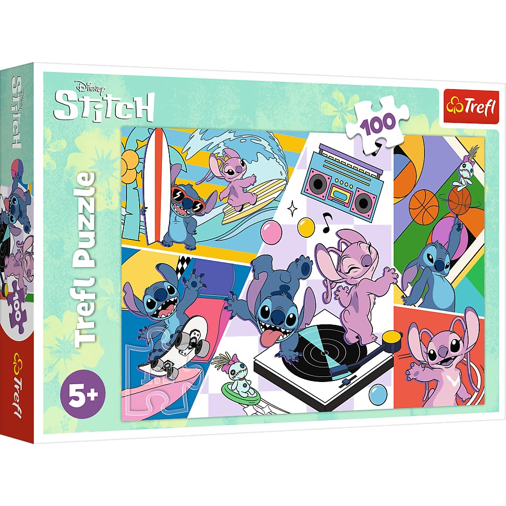 Trefl, Recuerdos de Lilo & Stitch 100 Piezas-Puzle de Colores con los Personajes de la Serie Infantil, Entretenimiento Creativo, Juego para niños a Partir de 5 años, Multicolor (16473