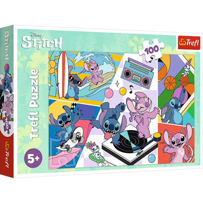 Trefl, Recuerdos de Lilo & Stitch 100 Piezas-Puzle de Colores con los Personajes de la Serie Infantil, Entretenimiento Creativo, Juego para niños a Partir de 5 años, Multicolor (16473