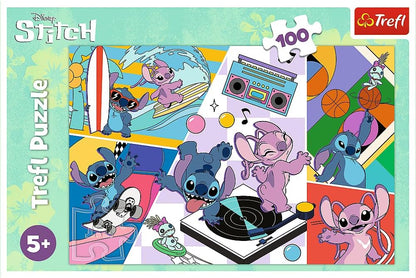 Trefl, Recuerdos de Lilo & Stitch 100 Piezas-Puzle de Colores con los Personajes de la Serie Infantil, Entretenimiento Creativo, Juego para niños a Partir de 5 años, Multicolor (16473