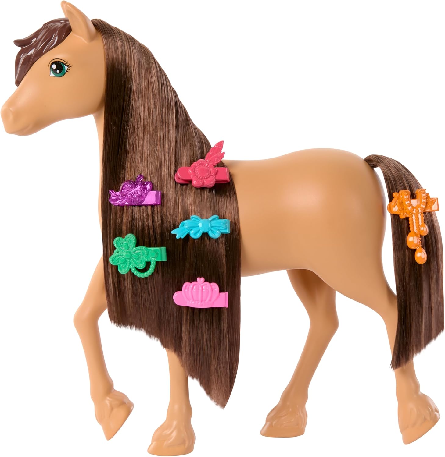 Barbie Paard en Accessoires, speelgoed gebaseerd op Barbie Mysteries: De Grote Paardenjacht, met extra lange manen voor borstelen en stylen (stijlen kunnen variëren), HXJ37