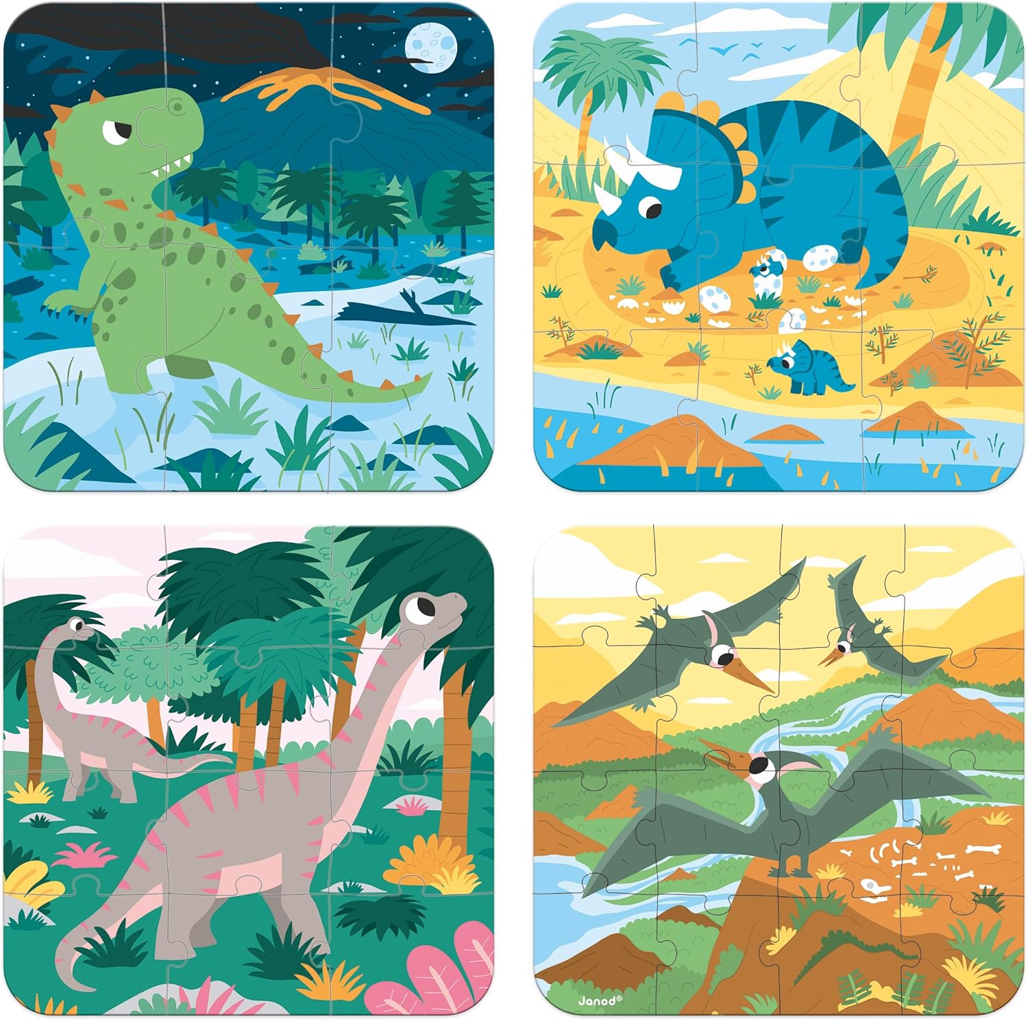 Janod - Dinosaurus puzzels, J02541, meerkleurig