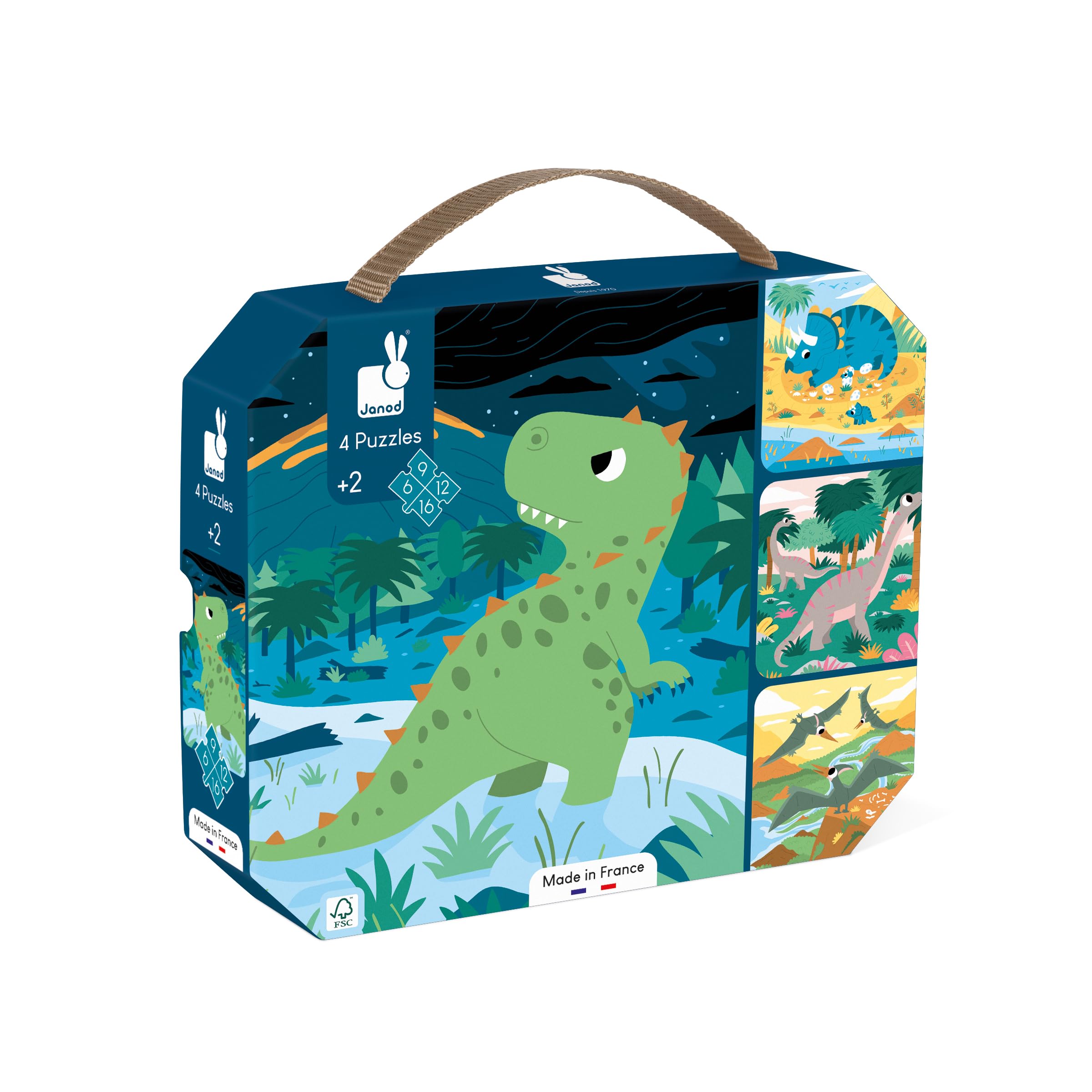 Janod - Dinosaurus puzzels, J02541, meerkleurig