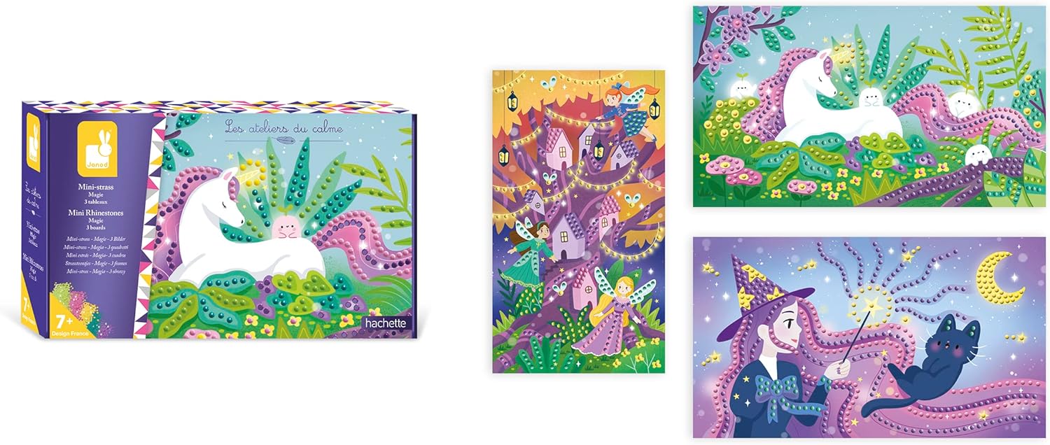 Janod - Bastelset mit Mini-Strasssteinen - Thema Magie - Les Ateliers du Calme - Kreatives Hobby Kinder - Feinmotorik und Konzentration, J07877, Mittel