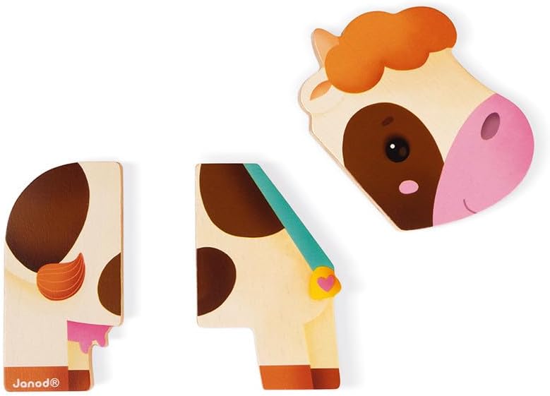 Janod - „Funny Magnets“ Bauernhoftiere - Magnetisches Kleinkindspielzeug aus Holz - Handhabung und Geschicklichkeit - Ab 18 Monaten, J08058, Wood