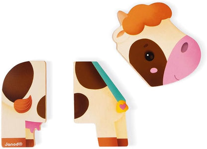 Janod - „Funny Magnets“ Bauernhoftiere - Magnetisches Kleinkindspielzeug aus Holz - Handhabung und Geschicklichkeit - Ab 18 Monaten, J08058, Wood