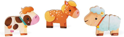 Janod - „Funny Magnets“ Bauernhoftiere - Magnetisches Kleinkindspielzeug aus Holz - Handhabung und Geschicklichkeit - Ab 18 Monaten, J08058, Wood