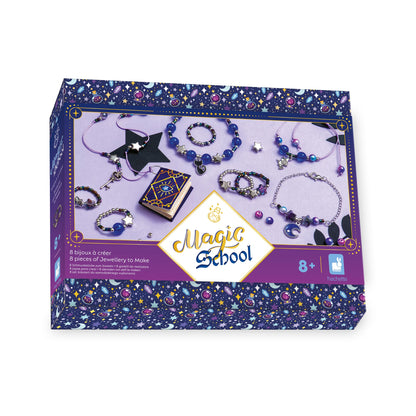 Janod - 8 sieraden om te maken - thema heksen en tovenaars - Magic School - 8 sieraden om te maken - Creatieve vrijetijdsset voor kinderen - Fijne motoriek en concentratie leren - vanaf 8 jaar