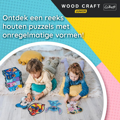 Trefl – Houten Contourenpuzzels: Gabby's Dollhouse, Gabby en haar kat – 50 Stukjes, Wood Craft Junior, Onregelmatige vormen, 10 Figuren, Moderne puzzel, Leuk voor kinderen vanaf 5 jaar