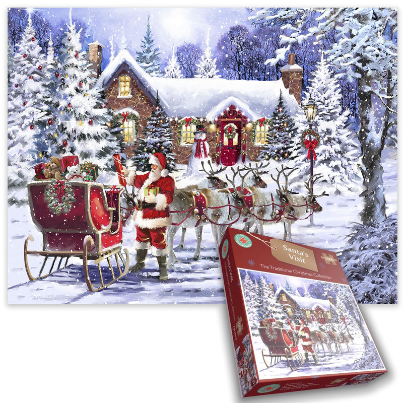 Santa’s Visit 1000 Piece Jigsaw Puzzle – A Magical Christmas Scene Perfect for Cozy Winter Nights! - Jigsaw For Adults - Size 66 x 50cm
