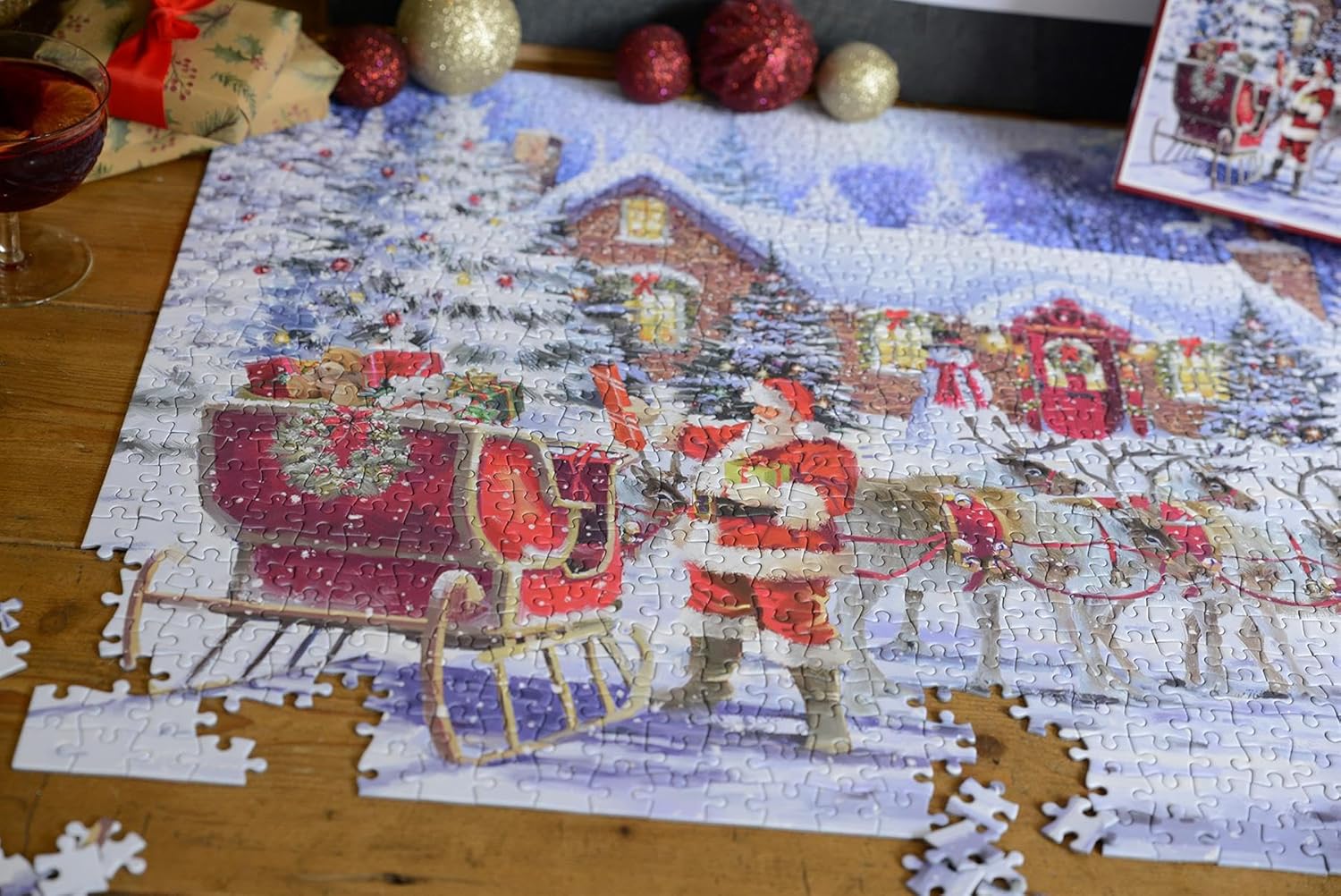Santa’s Visit 1000 Piece Jigsaw Puzzle – A Magical Christmas Scene Perfect for Cozy Winter Nights! - Jigsaw For Adults - Size 66 x 50cm