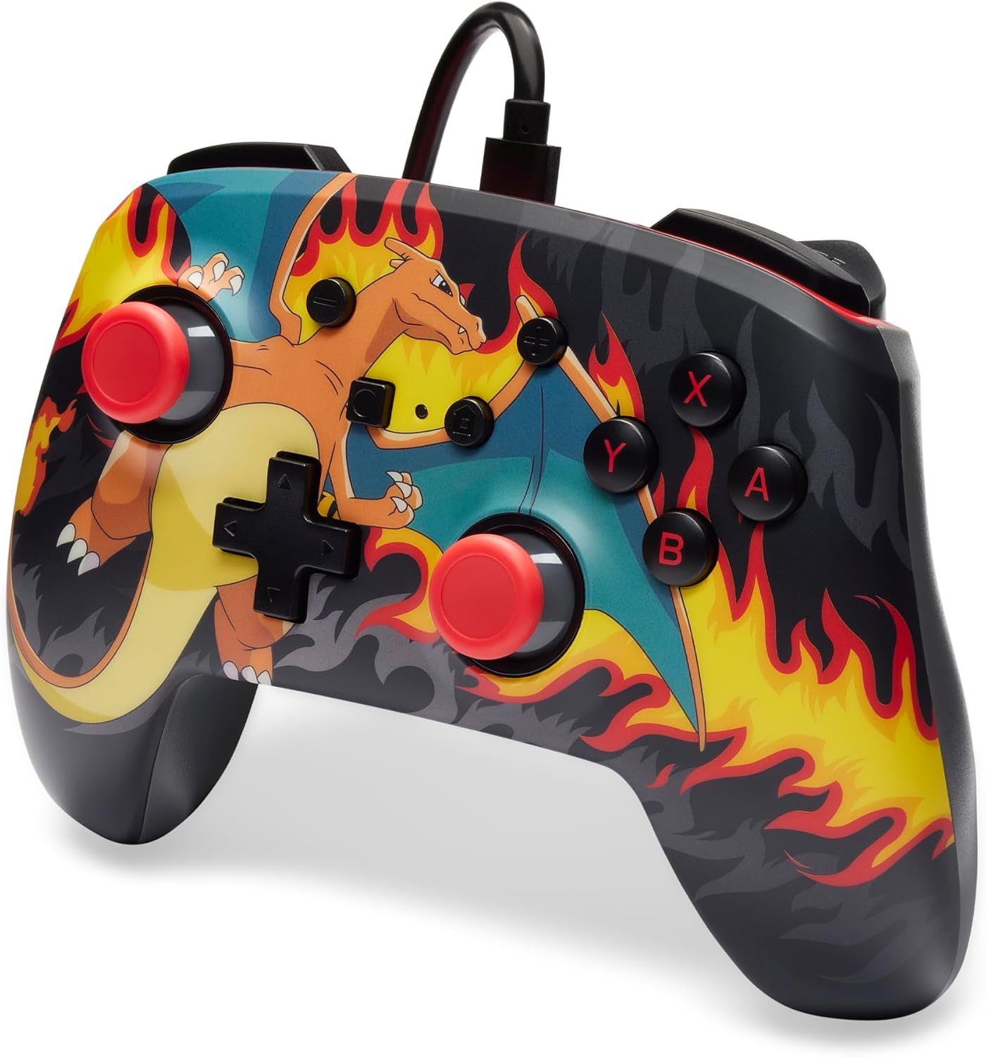 PowerA Geavanceerde bedrade controller voor Nintendo Switch - Charizard-vuurstorm, gamepad, gamecontroller, bedrade controller, officieel gelicentieerd