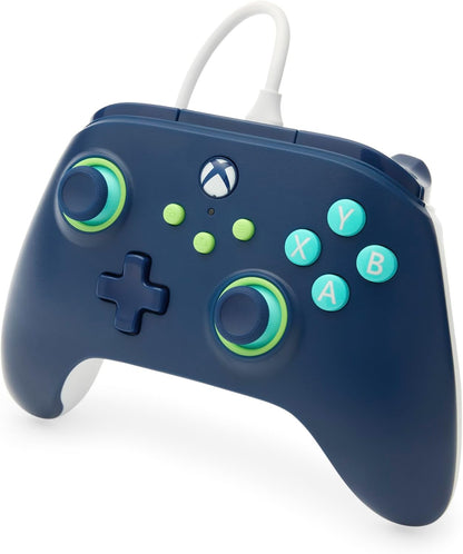 PowerA Wired Controller For Xbox Series X & S, Xbox One, PC, Windows 10 & 11, Dual Rumble Motors, Detachable 10ft USB Cable, 3.5mm Stereo Headset Jack, Official: Mariner Blue