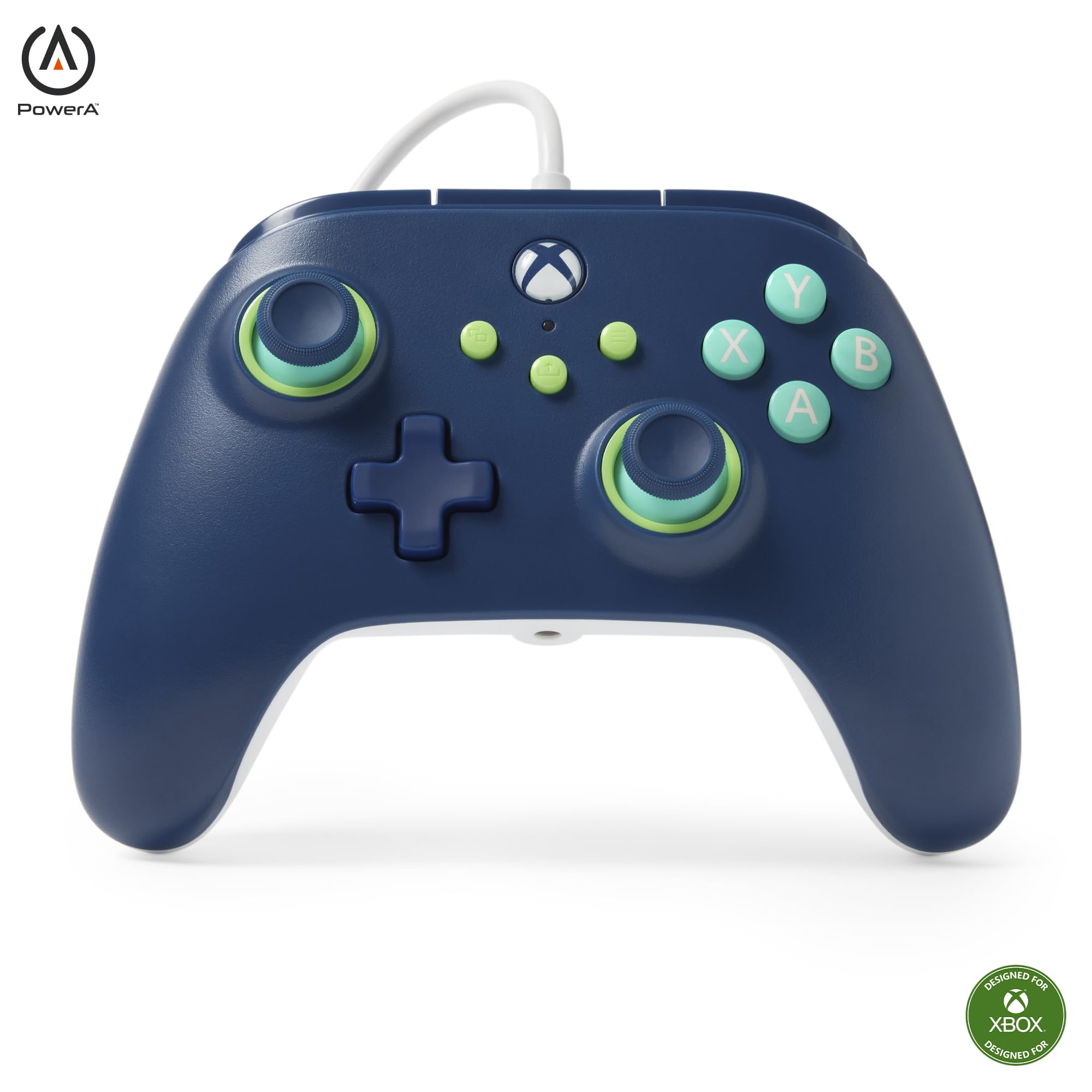 PowerA Wired Controller For Xbox Series X & S, Xbox One, PC, Windows 10 & 11, Dual Rumble Motors, Detachable 10ft USB Cable, 3.5mm Stereo Headset Jack, Official: Mariner Blue