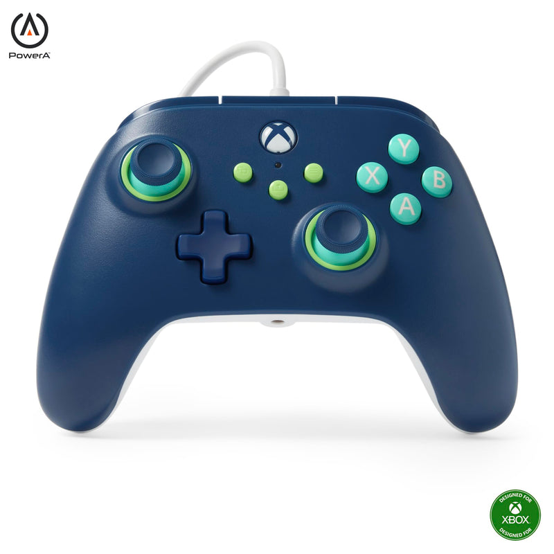PowerA Wired Controller For Xbox Series X & S, Xbox One, PC, Windows 10 & 11, Dual Rumble Motors, Detachable 10ft USB Cable, 3.5mm Stereo Headset Jack, Official: Mariner Blue