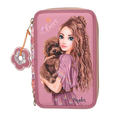Depesche TOPModel Floral 3-Compartment Pencil Case with Pens