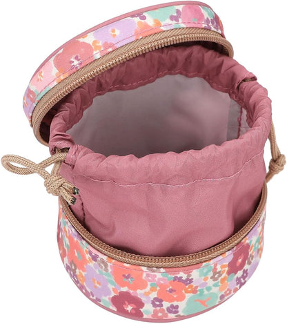 Depesche TOPModel 13062 Floral Round Jewellery Box in Dark Pink with Model Motif and Flower Pattern, Jewellery Box with Quilting, Multi-Coloured
