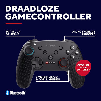 Trust Gaming GXT 1246 Muta Wireless Nintendo Switch Controller Bluetooth, 15h Playtime Rechargeable Battery, Play&Charge Cable, Dual Shock Vibration, Motion Controls, Switch Lite/OLED