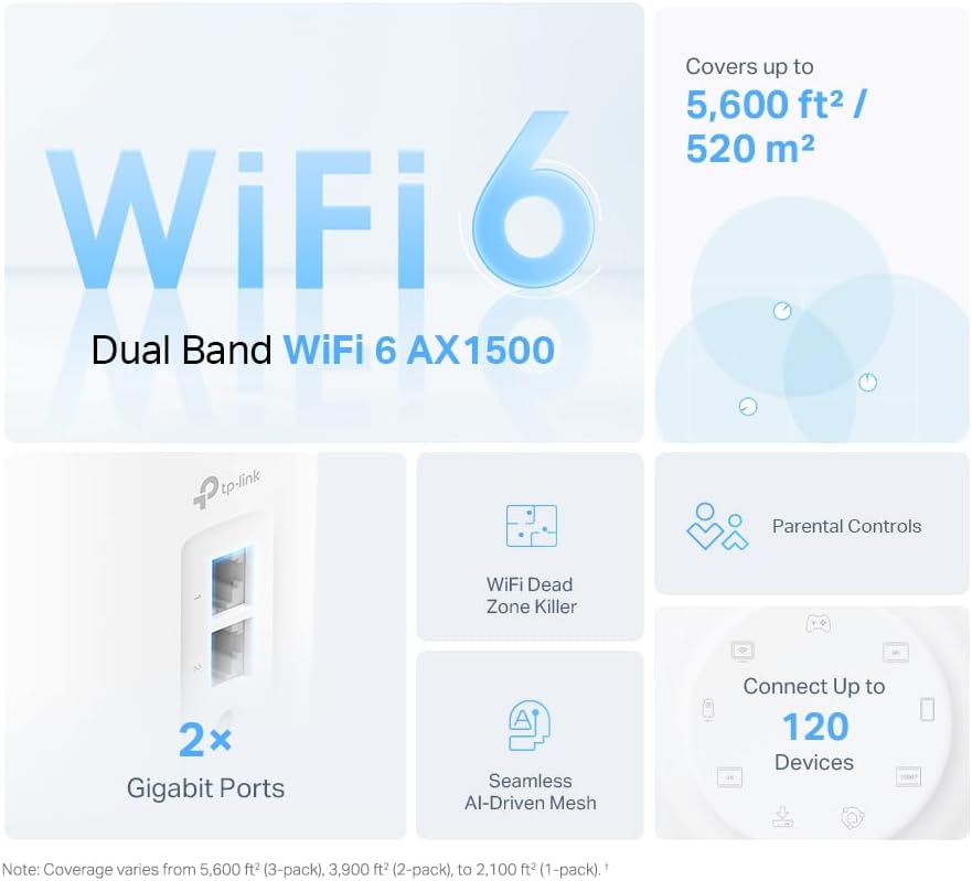 TP-Link Deco X10 Router WiFi 6 AX1500Mbps WiFi Router, Mesh WiFi 6 System, WiFi Mesh System, Gigabit Ethernet Ports, WiFi Extender Booster, Easy Setup, Internet Booster Routers, WiFi Booster