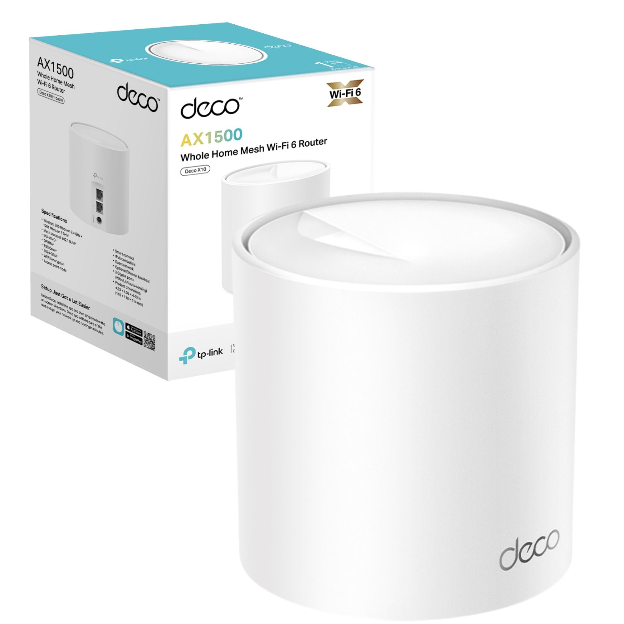 TP-Link Deco X10 Router WiFi 6 AX1500Mbps WiFi Router, Mesh WiFi 6 System, WiFi Mesh System, Gigabit Ethernet Ports, WiFi Extender Booster, Easy Setup, Internet Booster Routers, WiFi Booster