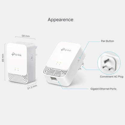 TP-Link PG1200 KIT G.hn 1200 Mbps Powerline Adapter Kit, 1+1 Gigabit Ethernet Port, Power Save, Powerline Network Adapters, TP-Link Powerline Adapter, Not Work with HomePlug AV/AV2, Plug & Play G.hn 1200Mbps