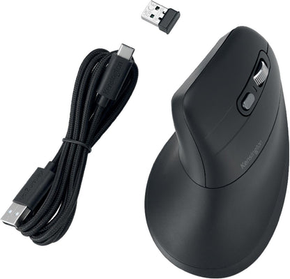 Kensington Pro Fit Ergo MY630 EQ Rechargeable Bluetooth Mouse with 2.4GHz USB-A Reciever, 55% Post-Consumer Recycled (PCR) Content, With Up to 4 Months Of Battery Life Per Charge (K72482WW