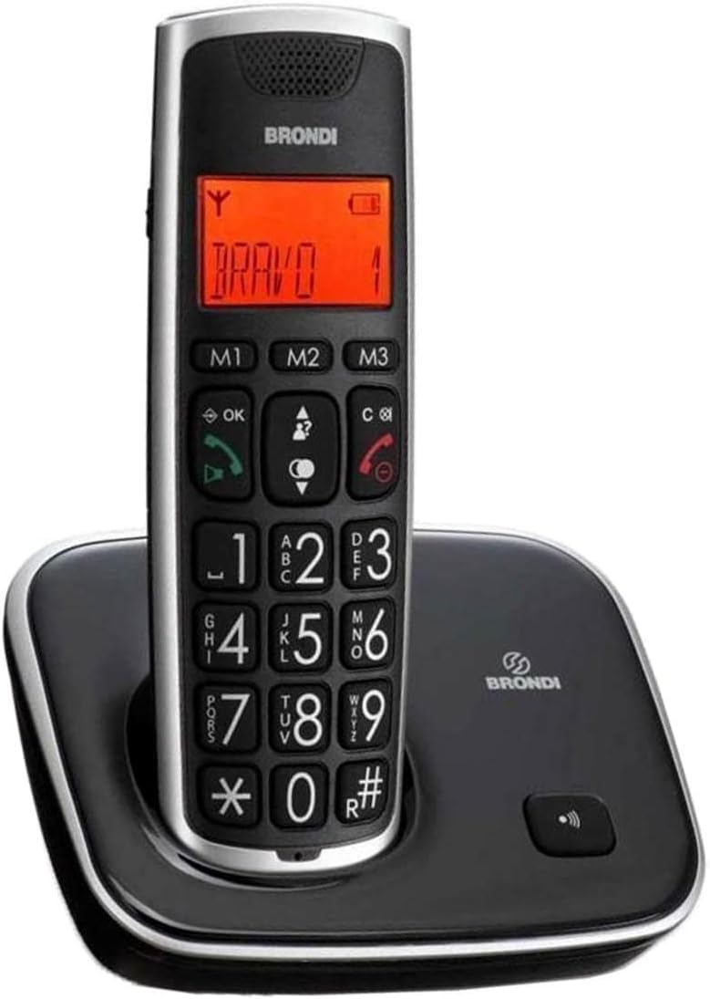 Brondi Bravo Gold Telefono Cordless, Nero