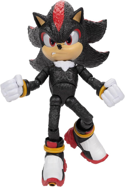 Sonic The Hedgehog Sonic 3 Movie Shadow Collector Toy Figure by Jakks Pacific, Stands 5” / 13 cm Tall, Highly Articulated for Boys/Girls, Officially Licensed 3 Movie, Suggested for Ages 3+