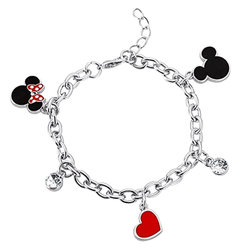 Disney Minnie und Mickey BH00228RL-65 Charm-Armband, Emaille, mehrfarbig, Einheitsgröße, Zink, Kein Edelstein