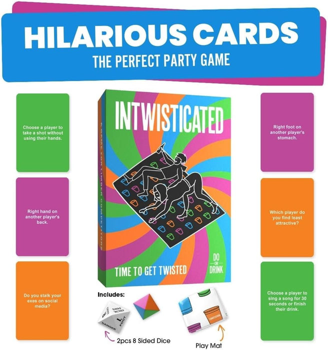 Do or Drink Intwisticated - Adult Games with Twists and Tangles - Fun Party Games with Play Mat, 150 Challenge Cards and 2 Dice - Great Gift for Game Night and Funny Adult Card Games