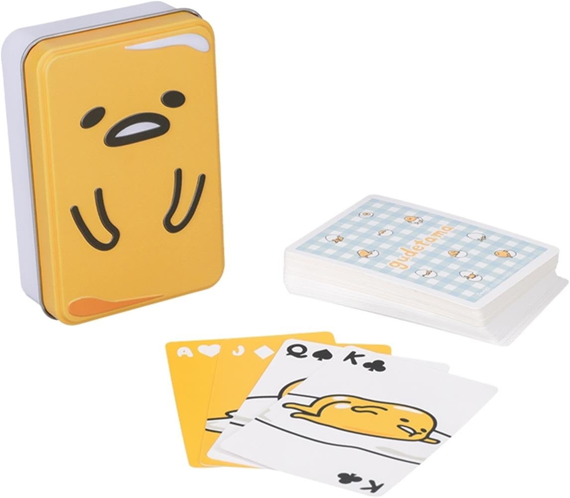 Paladone Gudetama Playing Cards Gift Set with Playful Collectors Tin, Anime Cartoon Lazy Egg Character - Officially Licensed Sanrio Playing Cards Game