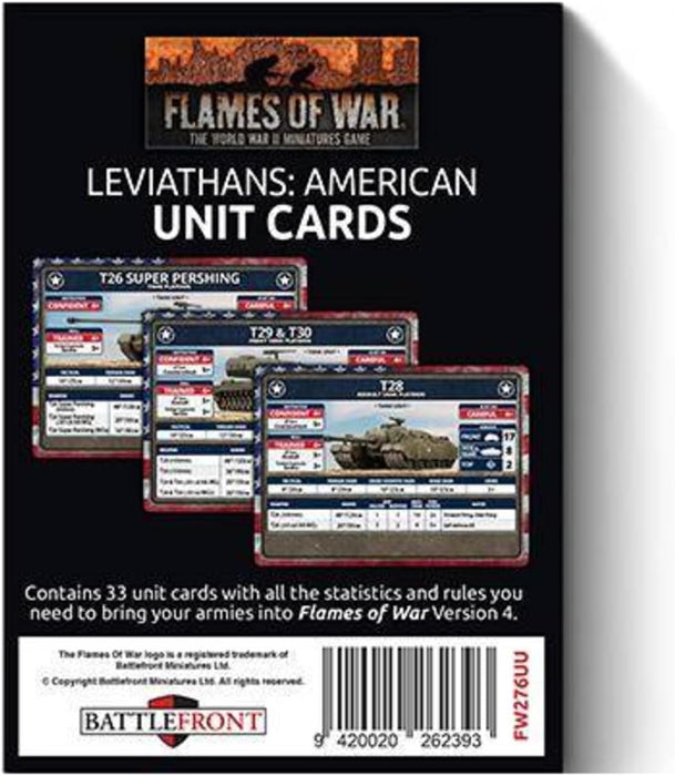 Battlefront Miniatures Flames of War: Late War - Leviathans: American Unit Cards