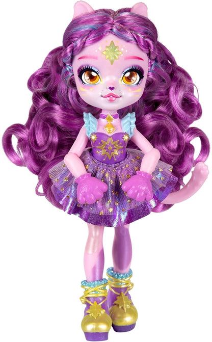 Magic Mixies Pixlings Shimmerverse-serie, maak en mix toverdrank om Catlyn de kat op magische wijze te onthullen, kijk hoe deze prachtige 6.5" Shimmerverse Pixling Fashion Doll in de drankfles