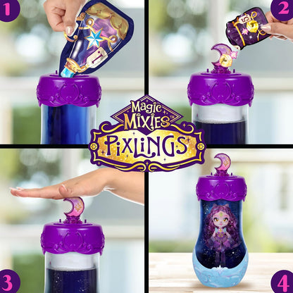 Magic Mixies Pixlings Shimmerverse-serie, maak en mix toverdrank om Catlyn de kat op magische wijze te onthullen, kijk hoe deze prachtige 6.5" Shimmerverse Pixling Fashion Doll in de drankfles