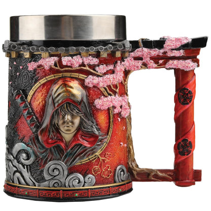 Nemesis Now Assassin's Creed Shadows - Boccale da birra in resina, arancione, ufficiale Assassin's Creed, inserto rimovibile in acciaio inossidabile, fuso in resina di alta qualità, sapientemente