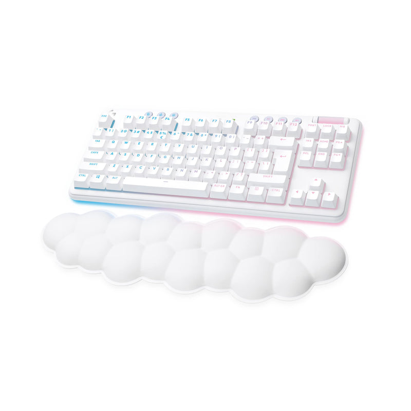 Logitech G G715 Draadloos gamingtoetsenbord met verlichting LIGHTSYNC RGB lichtsnelheid, lineaire schakelaar (GX bruin) en polssteun voor toetsenbord, compatibel met pc en Mac, mistwit