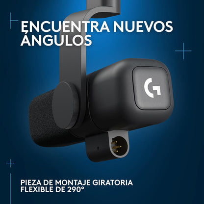 Logitech G Yeti Studio Active Dynamic XLR Broadcast Microphone for Gaming, ClearAmp Active Preamp, Dual-Diaphragm Capsule, Internal Shockmount - Black
