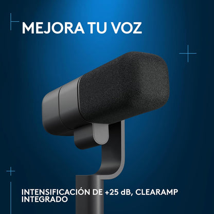 Logitech G Yeti Studio Active Dynamic XLR Broadcast Microphone for Gaming, ClearAmp Active Preamp, Dual-Diaphragm Capsule, Internal Shockmount - Black