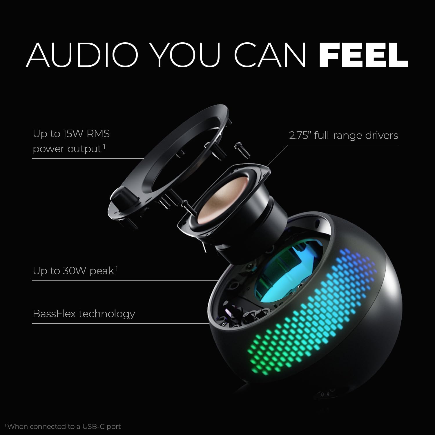 Creative - Pebble X 2.0 Usb-C Computer Rgb Speakers