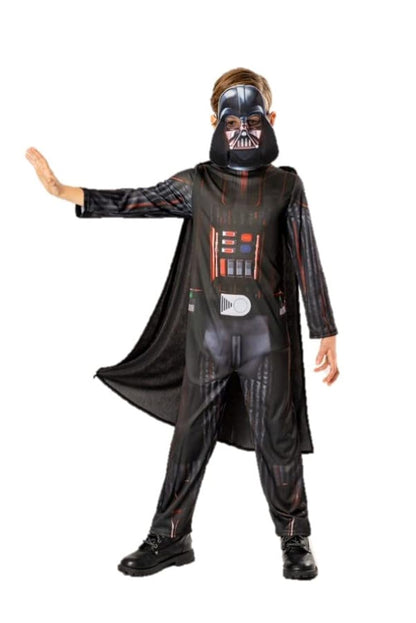Rubies Darth Vader Kostüm für Kinder, Jumpsuit mit Umhang und Maske, offizielles Star Wars-Kostüm, nachhaltig, grüne Kollektion für Karneval, Weihnachten, Geburtstag, Party und Halloween.