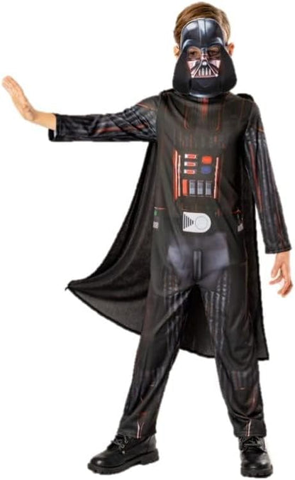 Rubies Darth Vader Kostüm für Kinder, Jumpsuit mit Umhang und Maske, offizielles Star Wars-Kostüm, nachhaltig, grüne Kollektion für Karneval, Weihnachten, Geburtstag, Party und Halloween.