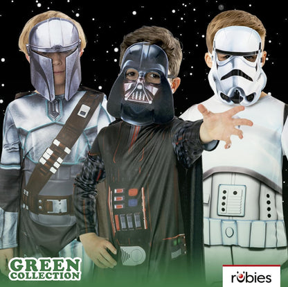 Rubies Darth Vader Kostüm für Kinder, Jumpsuit mit Umhang und Maske, offizielles Star Wars-Kostüm, nachhaltig, grüne Kollektion für Karneval, Weihnachten, Geburtstag, Party und Halloween.