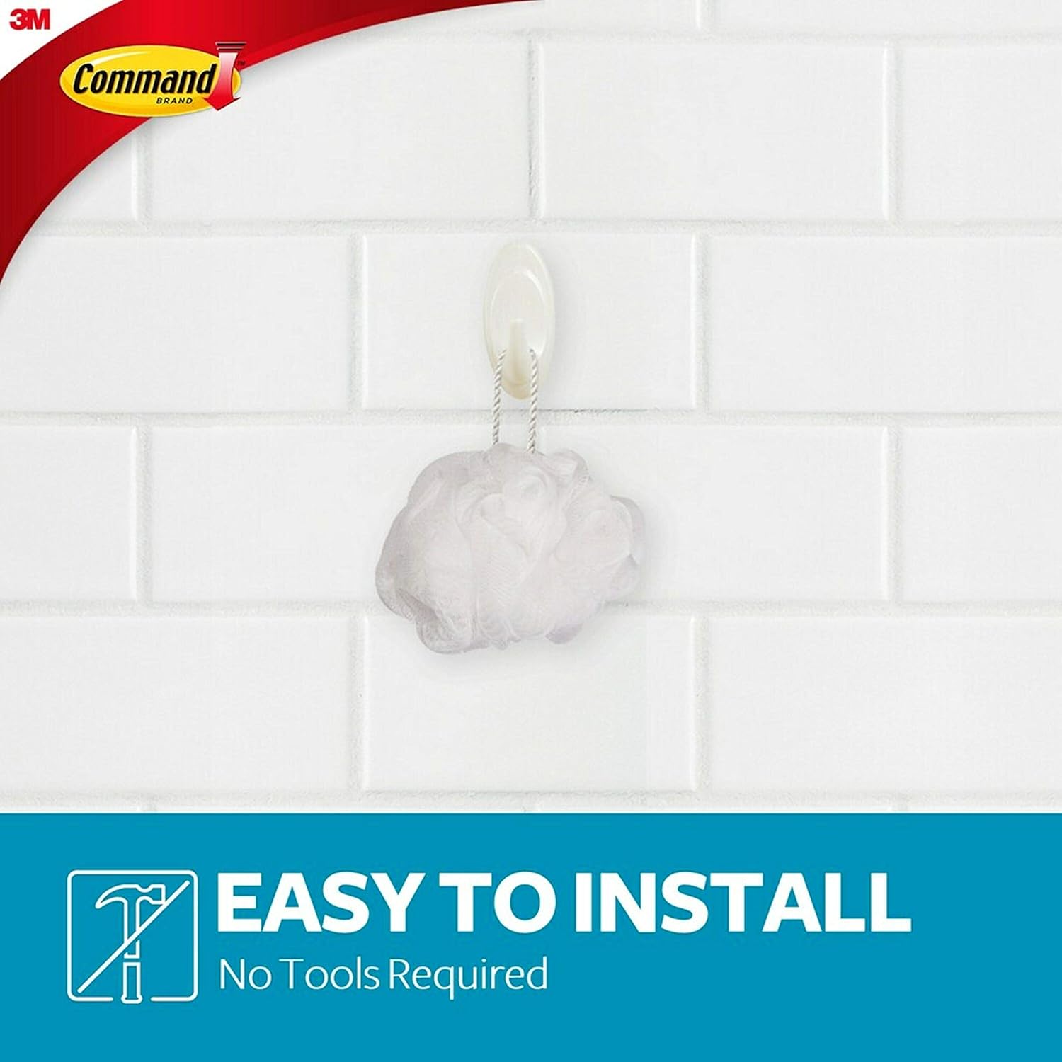 3M Command Medium Bath Oval Hooks With Command Adhesive Strips White (Pack 2) - 7100119054